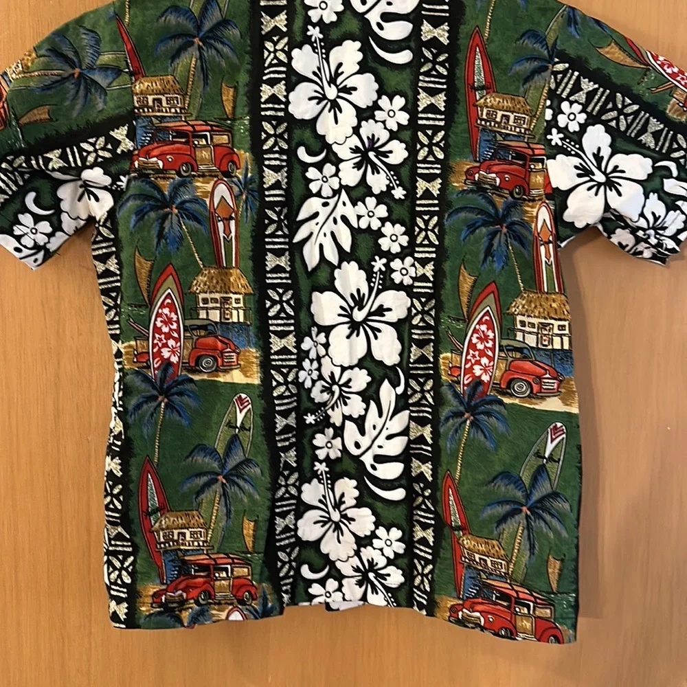 Nui Nalu Kids Boys Hawaiian Luau Floral Surf Button Down Shirt Size 6-7